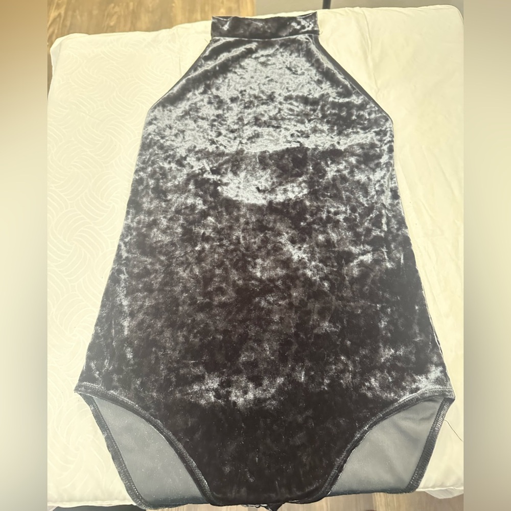 Forever 21 Gray Velvet Bodysuit